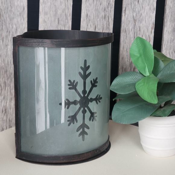 at home america Other - Snowflake Half Moon Shaped Glass Lantern